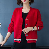 Casual Stripes Colored Button V-Neck Women Cardigan With Pocket Harajuku Knitted Coat Korean Fashion Knitwear Tops Female