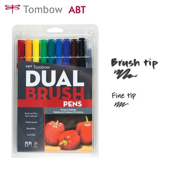 Tombow Dual Brush - Set of 10 - Primary Colors