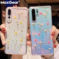 （A Boutique） Funda Transparente Con Purpurina Y Flores Prensadas Para Xiaomi Funda De TPU Xiaomi Redmi หมายเหตุ8 7 Pro 7A 8T K30