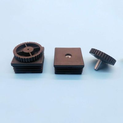 2-8Pcs Square Adjustable Foot Mats With Nuts Pipe Plug Furniture Tube Cover Black Foot Pad Pipe Fittings Accessories