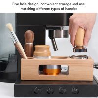 Espresso Tamper Holder Station, 5 Hole Non Wooden Espresso Tamper Mat Stand Tamper Station Wooden Base with Mat