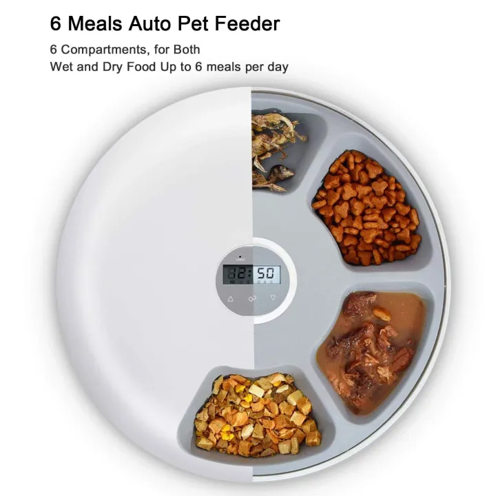 กล่องจ่ายอาหารแห้งไฟฟ้าสำหรับแมวสุนัข6มื้อ2022-usb-เครื่องให้อาหารสัตว์เลี้ยงป้อนอัตโนมัติได้ตั้งเวลารอบอุปกรณ์สำหรับสัตว์เลี้ยง24ชั่วโมง