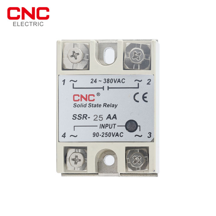 cnc-solid-state-relay-ssr-25aa-40aa-ac-ควบคุม-ac-เปลือกสีขาวเฟสเดียวพร้อมฝาครอบพลาสติกอินพุต90-250v-เอาต์พุต24-380v