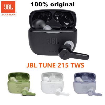 หูฟังบลูทูธ5.0แบบสเตอริโอ TWS ไร้สายที่แท้จริง T215 JBL โทรเสียงเบสหูฟังเอียร์บัดชุดหูฟังพร้อมไมโครโฟนเสียง JBL T215