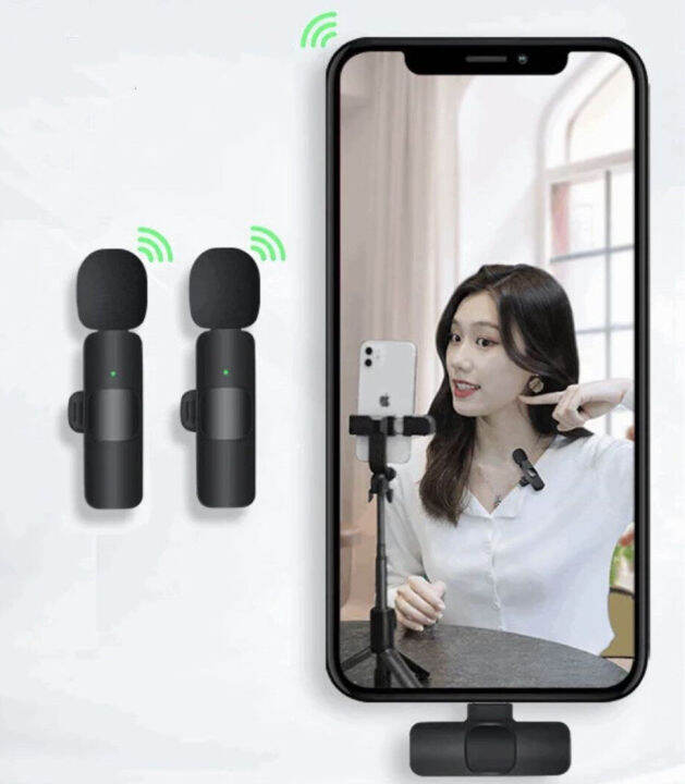 ไมโครโฟนไร้สาย-wireless-lavalier-microphone-for-singing-ไมค์หนีบปกเสื้อขนาดพกพา-ไมค์สำหรับไลฟ์สด-บันทึกวีดีโอ-รองรับ-ios-type-c