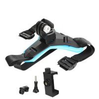 【LZ】❇  Portátil capacete suporte do telefone móvel para ir Dajiang Osmo câmera base durável motocicleta capacete Chin Mount Universal