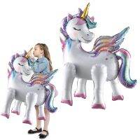 【hot】☾ 66cm standing Unicorn toy big Foil girls Birthday Kids Baby Shower party decoration