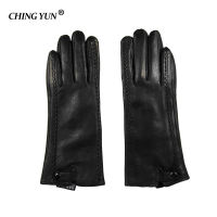 New Womens s Genuine Leather Winter Warm Fluff Woman Soft Female Rabbit Fur Lining Riveted Clasp High-quality Mittens