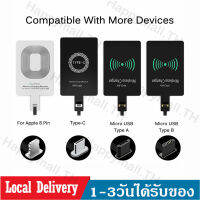 แผ่นชาร์จไร้สาย ตัวรับสาญญานการชาร์จ Qi Wireless Charger Receiver Charging Adapter Pad ตัวรับสาญญานการชาร์จแบบไร้สาย สำหรับ Micro USB Type-C iPhone D15