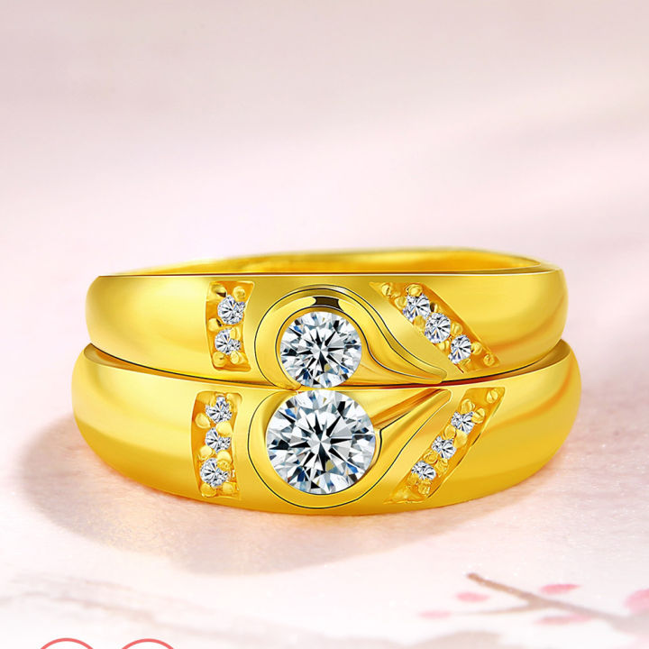 light-amp-z-ทองแหวนแหวนคู่ใจเดียวรูปหัวใจเฉลิมฉลองงานแต่งงานชายและหญิง