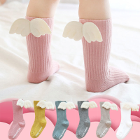 Girls Kids Socks Cute Angel Wing Child Long Knee Princess Tights Candy Color White Non-slip Baby for 0-3Y Toddler Infant Newborn