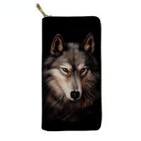 Printing Wolf Leather Wallets for Women Long Female Ladies Clutch Hand Bag Purse Zipper Femme Credit Card Holders