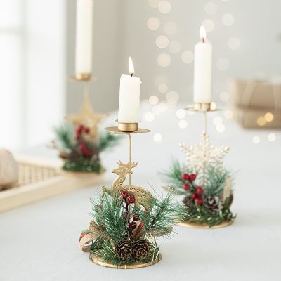 【CC】♤♂☂  Navidad Xmas Candle Holder Candlestick Table Ornament Decorations for New Year Dinner