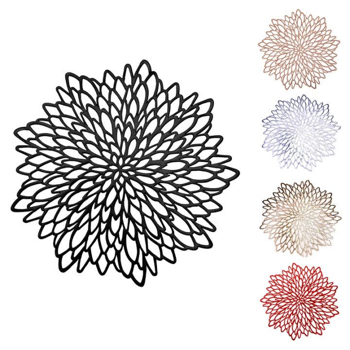 new-nordic-style-table-decoration-mat-hibiscus-flower-bronzing-pvc-placemat-6-pieces