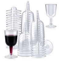 50Pcs Clear Plastic Wine Glass Recyclable, Disposable &amp; Reusable Cups For Champagne, Dessert, Beer, Pudding, Party