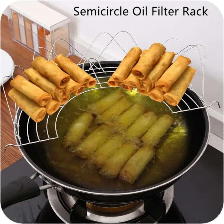 Oil Filter Rack Semicircle Steam Rack Frying Drain Holder Kitchen