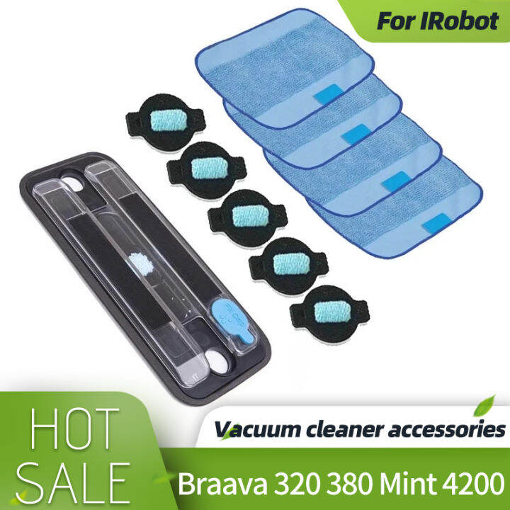 ถาดเปียกอะไหล่อ่างเก็บน้ำ-pad-สำหรับ-irobot-ava-320-380-mint-4200-5200-mopping-หุ่นยนต์เครื่องดูดฝุ่นเติม-mop