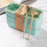 Lunchbox Straw Wheat Student Heated Lunch Box Picnic Food Container Sealed with Spoons Chopstick Food Lunch Box School Bento Box