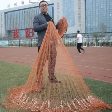 12 Feet Hand Cast Thrown Fishing Net with Flying Disc and Chain