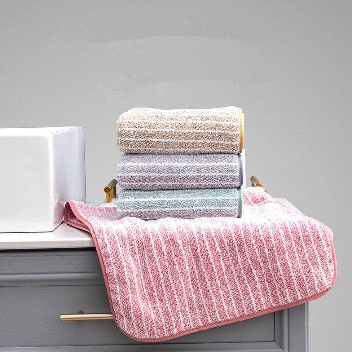 1pc-34x75cm-coral-velvet-striped-thickened-soft-absorbent-bathroom-adult-hand-towel