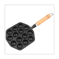 Takoyaki Baking Pan Non-Stick Handheld Cooking Tools Restaurant Cookware Takoyaki Baking Pan Iron 14 Cavities Multi-Functional Barbecue Plate