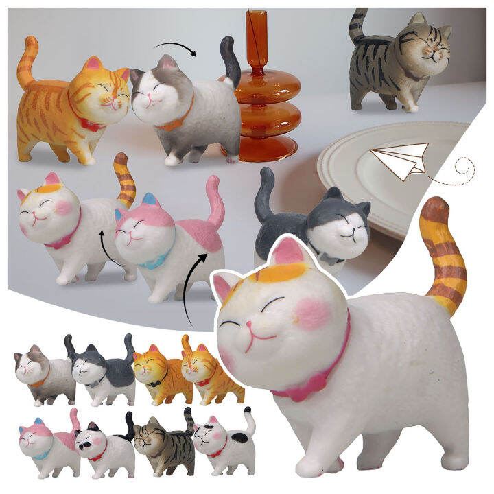 Cute Miniature Cats Figure Animal Cats CharactersToys Mini Figure ...