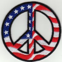 iron on patch Embroidery  Peace USA America 8 cm  สันติภาพ สหรัฐอเมริกา ตัวรีด เย็บติดผ้าประเทศไทย โลโก้ปัก มีกาวสำหรับรีด ตกแต่งเสื้