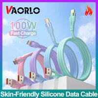 VAORLO Original 100W สายชาร์จเร็ว USB-A Type C ไมโครไลท์นิ่งสายส่งข้อมูลซิลิโคนที่เป็นมิตรกับผิวสามารถใส่ได้กับ iPhone IOS สำหรับ Huawei สายที่ชาร์จแบตเตอรี่โทรศัพท์