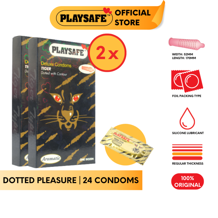 Playsafe Tiger Dotted Condoms (12's x 2 Boxes) Lazada