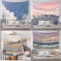 【CW】ↂ  Wall Mural Landscape Hanging Weed And Pink Tapestry Room Sea Snow Peak Covering