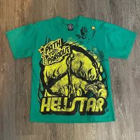 สไตล์ใหม่ๆ เสื้อยืดสีเขียว Washed Hellstar ผู้ชายผู้หญิงคุณภาพดีที่สุดเสื้อยืดแขนสั้น