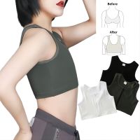 หน้าผากซิปหน้าอก Binder หน้าอก Binder Slim Fit Flat Tomboy Crop Top Trans Binder สำหรับสุภาพสตรี