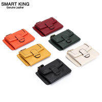 Smart King ผู้ถือบัตรใหม่สำหรับผู้หญิงหนังวัวแท้ Casual Girl กระเป๋าสตางค์สั้นขนาดใหญ่ความจุสุภาพสตรีเหรียญกระเป๋าคลัทช์ Bag