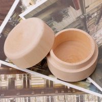 QQMALL Wooden Decorative Storage Case Storage Wedding Craft Round Natural Vintage es Jewelry