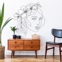 Beautiful Head Wreath Line Girls Wall Sticker Vinyl Art Home Decor Room Fashion Shop Beauty Salon Clothes Store Decal Mural G131