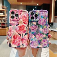 .Suitable For Laser blue light Rose Flower phone case iPhone 14Pro MAX 14 11 12 13 Pro Max Luxury Shockproof TPU Soft Cover