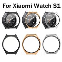 Protective Cover Case For Xiaomi Watch S1 Plating PC Case For Xiaomi Mi Watch S1 Full Screen Protector With Tempered Glass Shell