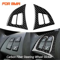 Carbon Fiber Car Accessories Interior Steering Wheel Button Protective Decals Cover Trim Stickers For BMW X5 E70 2010-2013