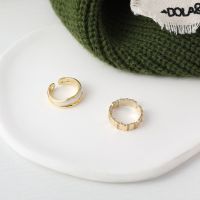 ORDINA สีทอง แฟชั่น หรูหรา เปิด พลอยเทียม เรียบหรู สองชั้น เครื่องประดับแฟชั่น แหวนเปลือกหอยผู้หญิง แหวนสไตล์เกาหลี