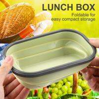 【ราคาถูกสุด】Collapsible Lunch Box ซิลิโคนเกรดอาหารกล่องอาหารกลางวันพับได้แบบพกพาสี่เหลี่ยมผืนผ้าที่เก็บอาหารคอนเทนเนอร์