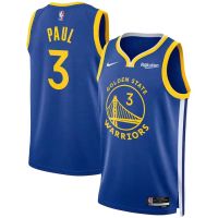 [High Quality]Mens New Original NBA Golden State Warriors 3 Chris Paul Jersey Icon Edition Blue Swingman Heat-pressed