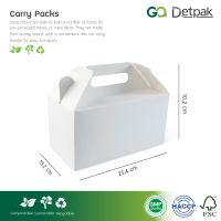 Detpak 200 ใบ/ลัง กล่องขนม กล่องกระดาษมีหูหิ้ว สีขาว ไม่พิมพ์ลาย Food Grade  (พร้อมส่ง)  /GAECOPAK จีเออีโคเเพ็ค