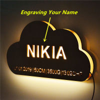 Personalized Name Date Wooden Cloud LED Night Light for Kids Wall Lamp Lightlight Direct USB Charge Lamp Bedroom Decoration Gift