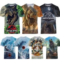 เสื้อยืดสำหรับเด็ก Jurassic World: Dominion Double-Sided Boy Dinossauro Printing Crew Neck Shirt Top