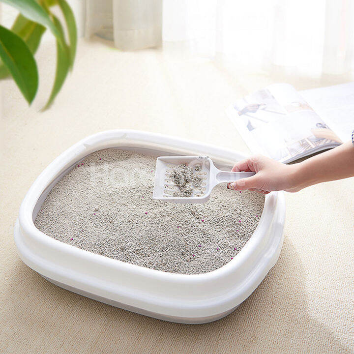 ถาดทรายแมว-ห้องน้ำแมว-cat-toilet-สีพาสเทล-กระบะทรายแมว-ส้วมแมว-ฟรีที่ตักทรายแมว-มี-3-สี-ให้เลือก-กระบะทรายสัตว์เลี้ยง-พื้นที่ขนาดใหญ่