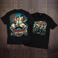 เสื้อยืด HARLEY-DFAVIDSON แฟชั่นผ้าฝ้ายแขนสั้นฮาร์เลย์รถจักรเสื้อยืด S-5XL