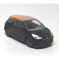 Norev Citroen DS3 สีดำ หลังคาส้ม ตัวอักษรสีีเงิน โมเดลรถเหล็กสะสม 1/64 (ยาว 7.5 cm) นอกแพค