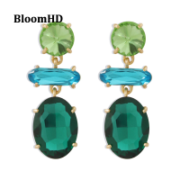 BloomHD Diamond Studded Earrings Lady Celebrity Style ต่างหูหลายแบบโอ้อวด Contrast Color Multi Cut Earrings