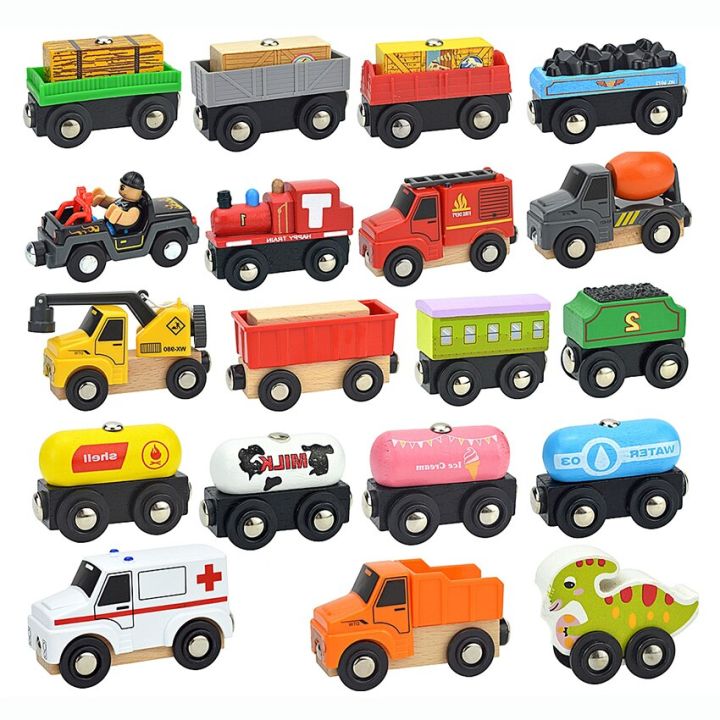 wooden-magnetic-train-locomotive-car-track-truck-ambulance-wood-railway-accessories-educational-kid-toys-gift-fit-biro-tracks