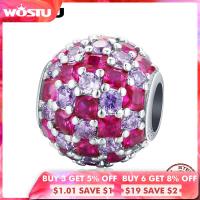 WOSTU  925 Sterling Silver Disco Retro Vintage Shining Light Ball Pendant Charm Beads Fit Original Bracelet DIY Jewelry 1994